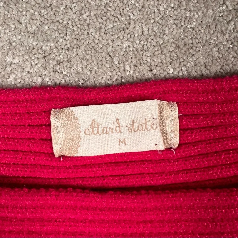 Altard State Sweater Cropped Ribbed Knit Batwing Pink Fuscia women's medium